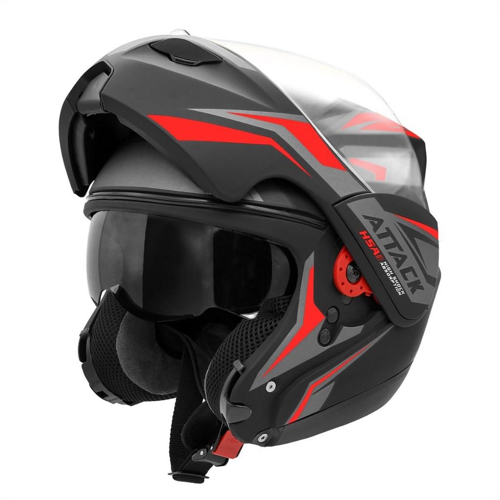 Capacete Moto Escamoteável Robocop Feminino Masculino PRO Tork New Attack Hsa Viseira Interna Fumê