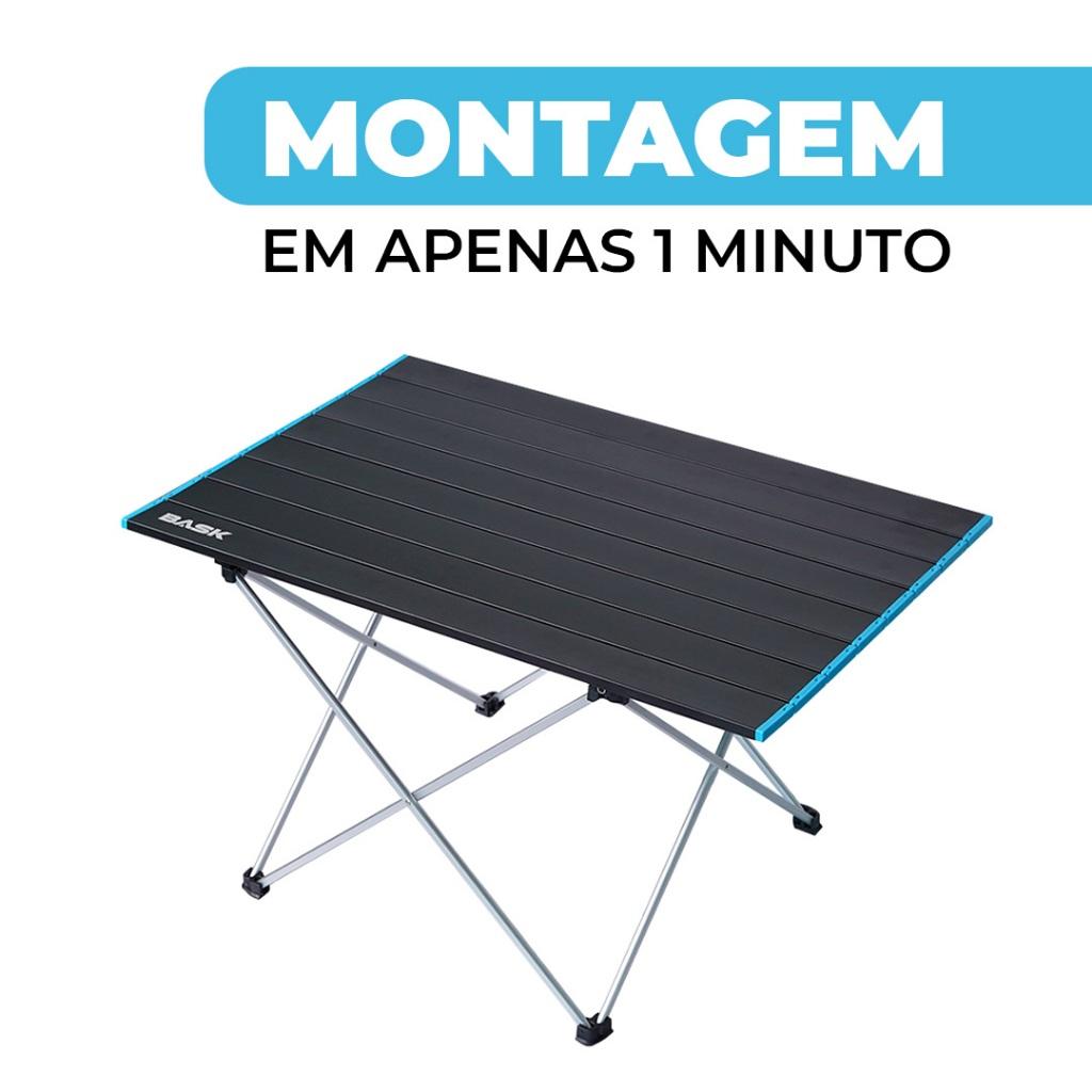 Mesa Camping Bask Dobrável Ultraleve Alumínio Portátil Uso Externo Piquenique Praia Pesca Acampamento