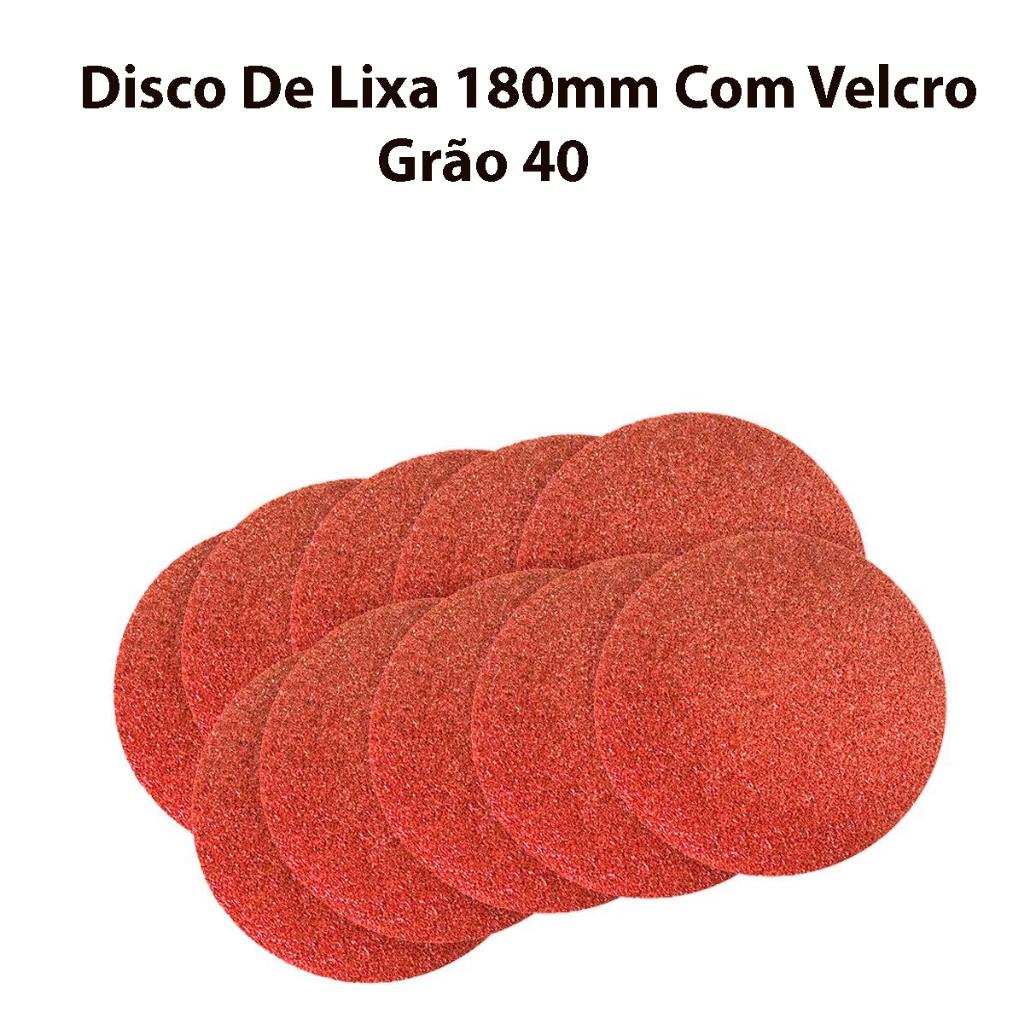 Kit Disco De Lixa 180mm Com Velcro Para Lixadeira G.24 - 180 Pacote Com 10 Unidades Várias Medidas