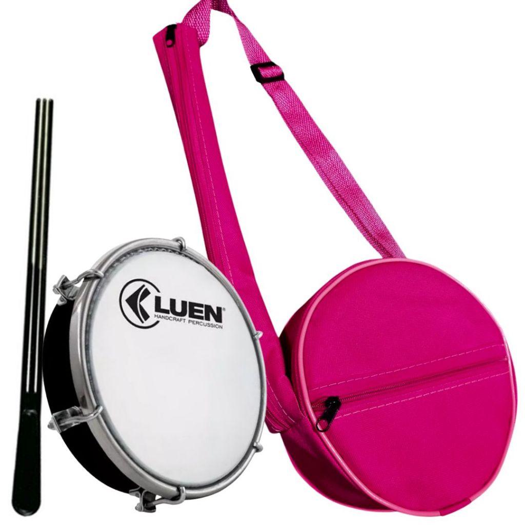Tamborim Luen Abs - Capa Luxo Rosa+ Baqueta Tripla