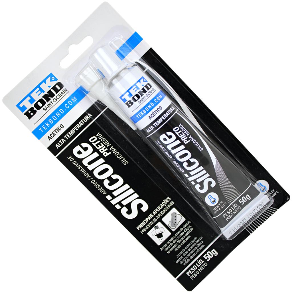 Silicone Adesivo Ácetico Preto Blister Bisnaga 50g - Tekbond Piqueri Autopeças