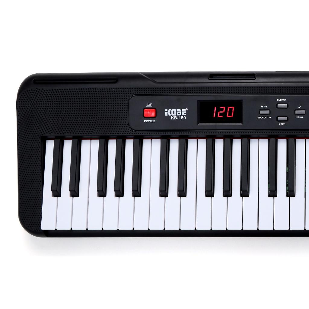 Kit Teclado Eletrônico Estudante Kobe Kb-150 Bk Preto 5/8 61 Teclas Com Suporte Em X
