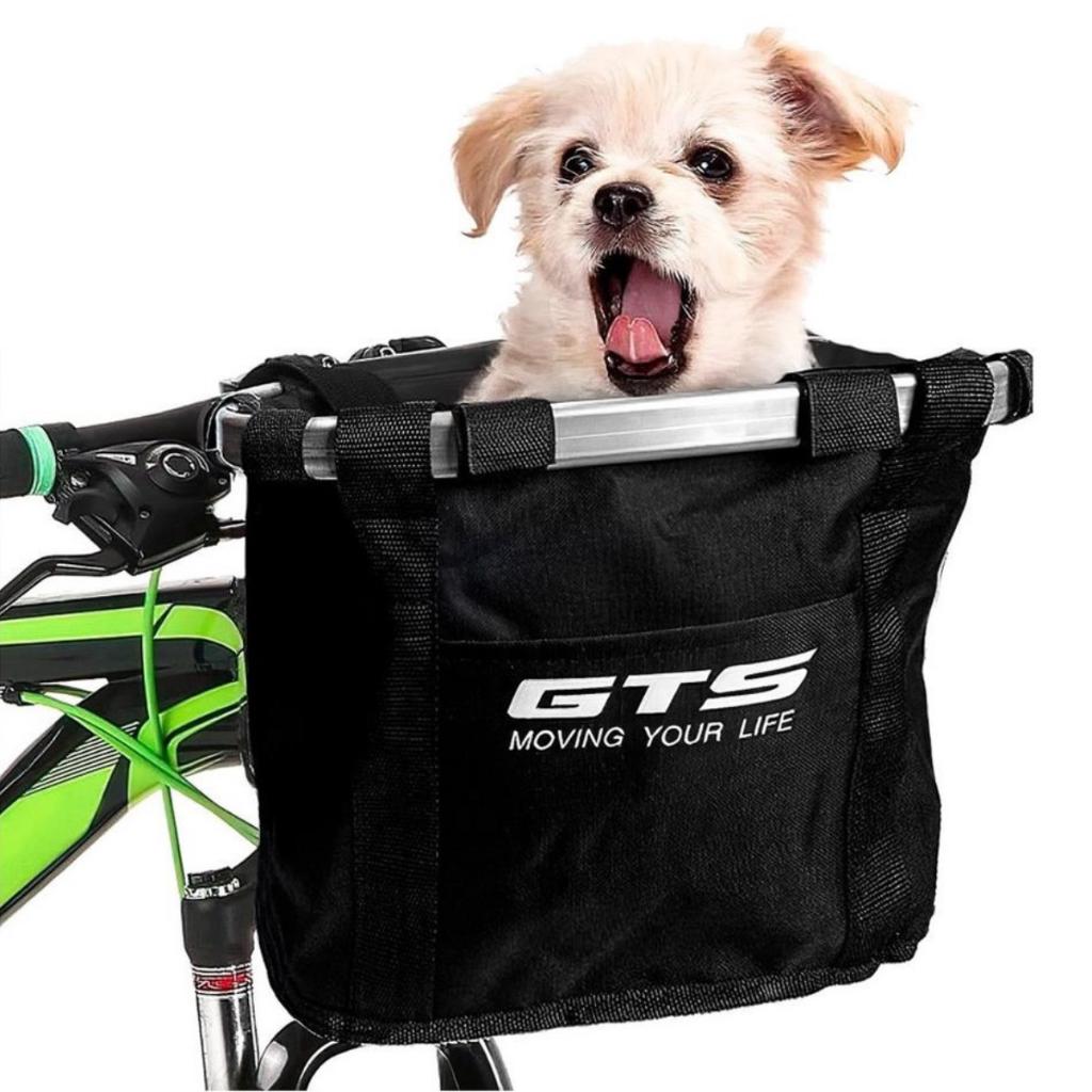 Cesta Dianteira Tecido Bike Removível Engate Rápido P/Passeio Pet E Compras Gts Aro 26 29