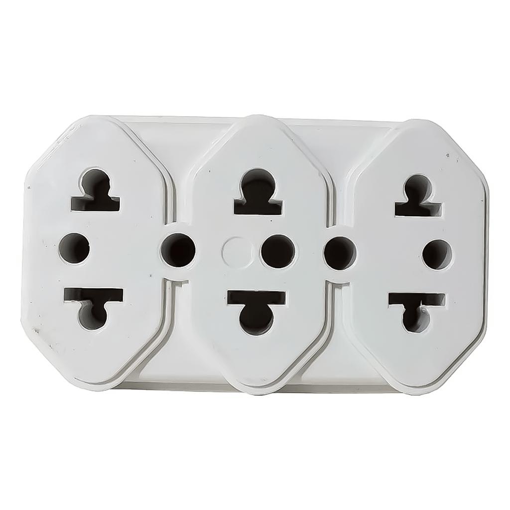 Adaptador Tomada Universal Deslocado Pino Multiplicador 3 Saídas Lateral Benjamim Tê Unidade Ou Kit