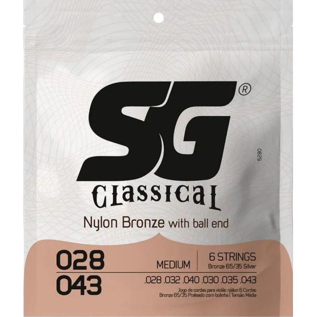 Encordoamento Violão Nylon Sg Tensão Média Com Bolinha 0.028