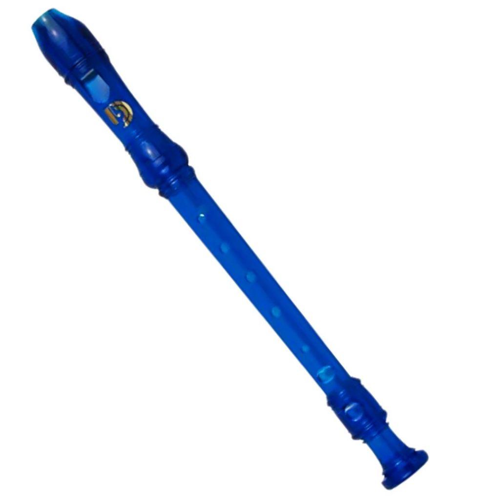 Flauta Doce Germânica Dolphin+ Capa+ Vareta De Limpeza - Azul