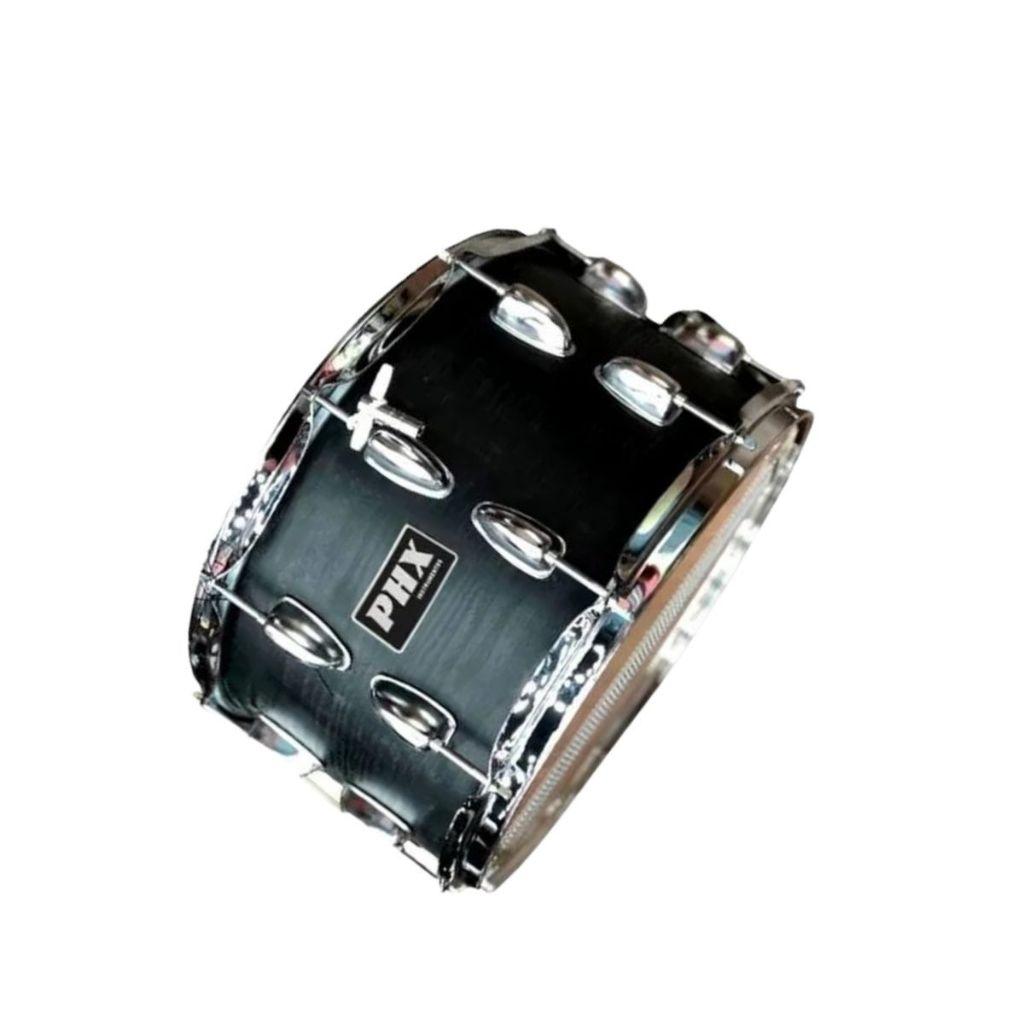 Caixa Bateria Phx Music 14X8 Madeira Cromado Pele Cristal