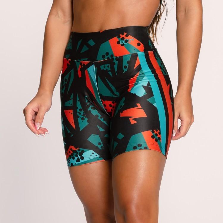 Short Fitness Academia Feminino Bermuda Suplex Estampada Abstrato