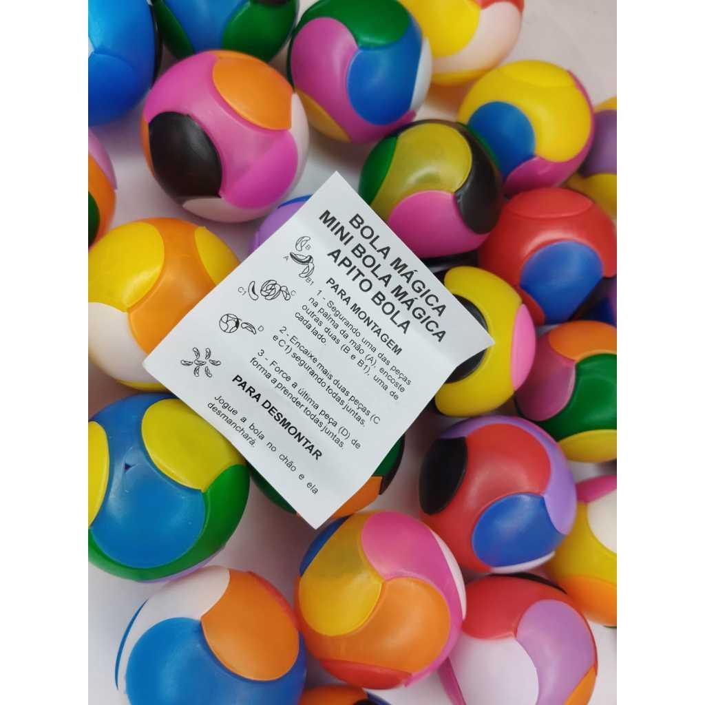 30 Bolinha Mágica De Montar Encaixar Brinquedo Infantil Estilo Cubo Mágico P/Kit Festa Lembrancinha