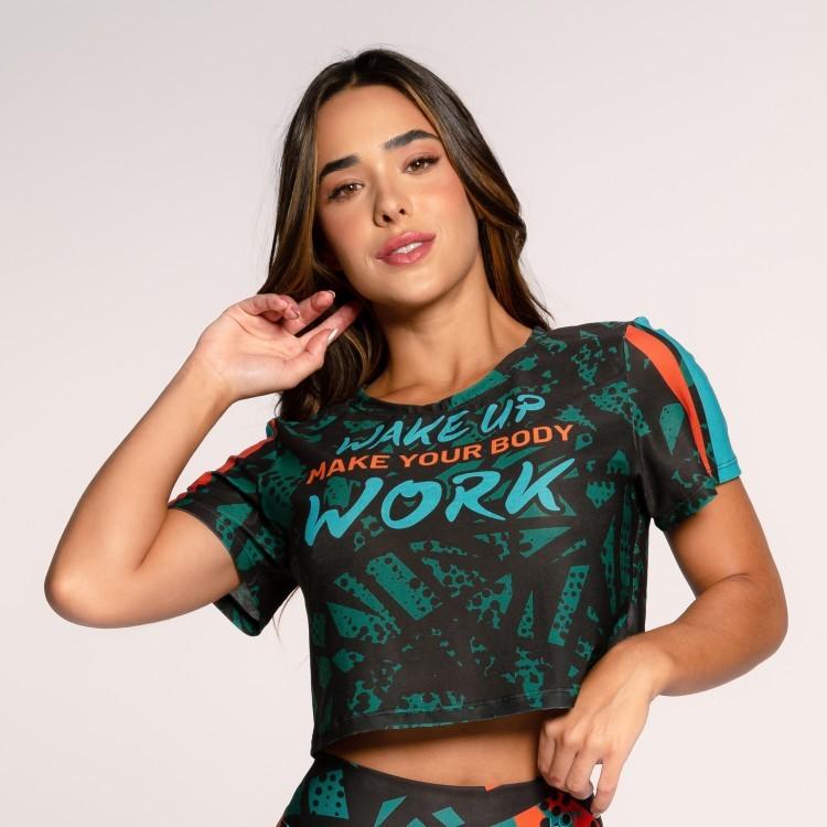 Cropped Fitness Feminino Básico Estampado Academia Estampas Variadas