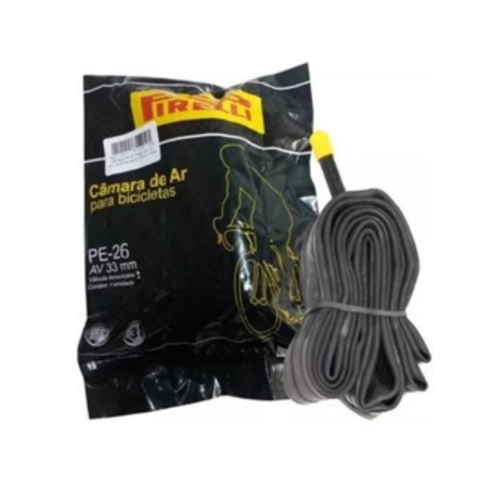 Kit Com 2 Câmaras De Ar 26 Pirelli 33mm Bico Americana Grosso Original