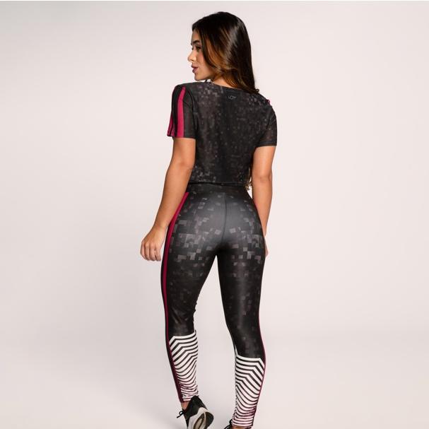 Conjunto Fitness Suplex Estampado Academia Feminino Cropped E Calça Challenge