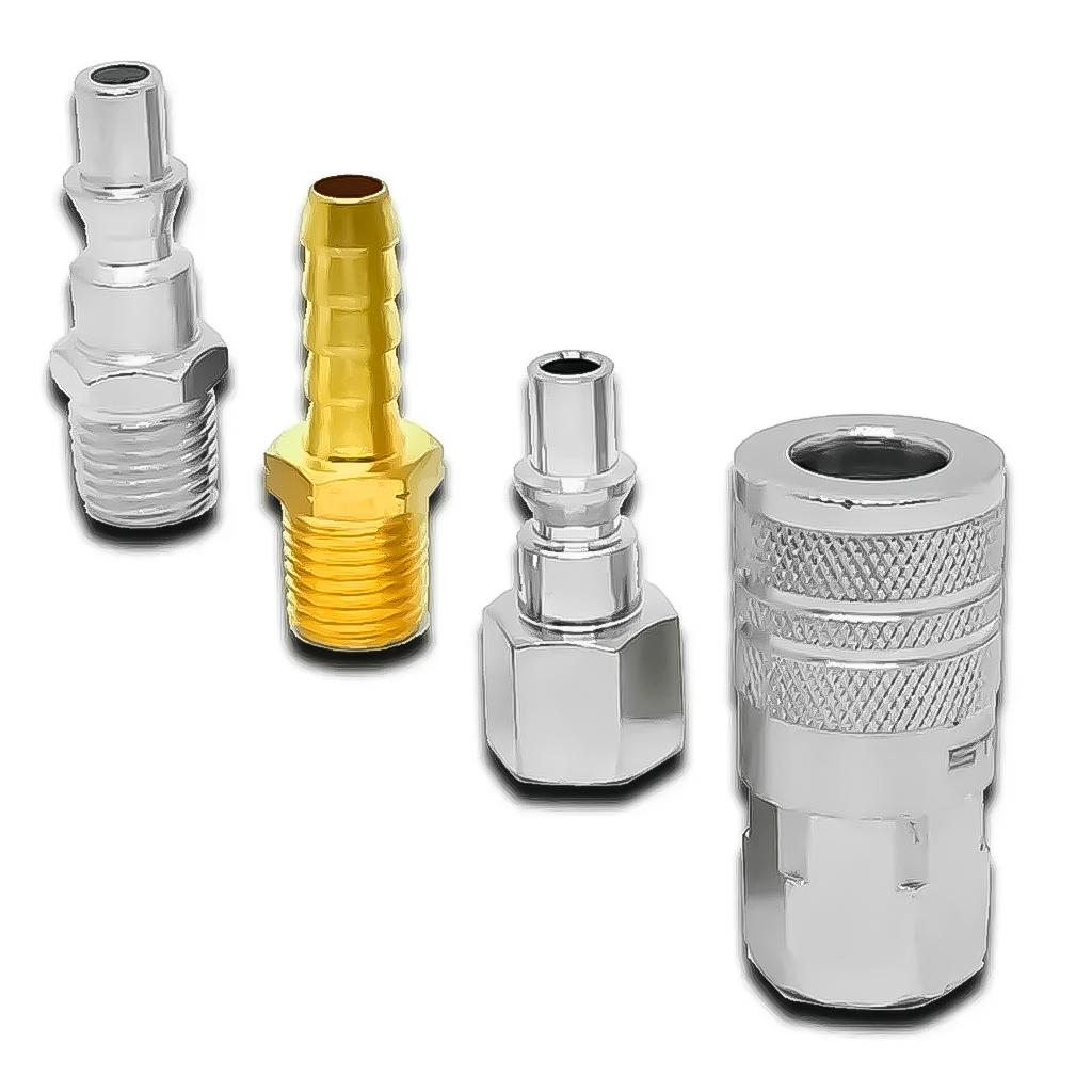 Jogo De Conectores Com Engate Rápido E Rosca 1/4 Pol. 4 Peças Para Compressor De Ar Profissional