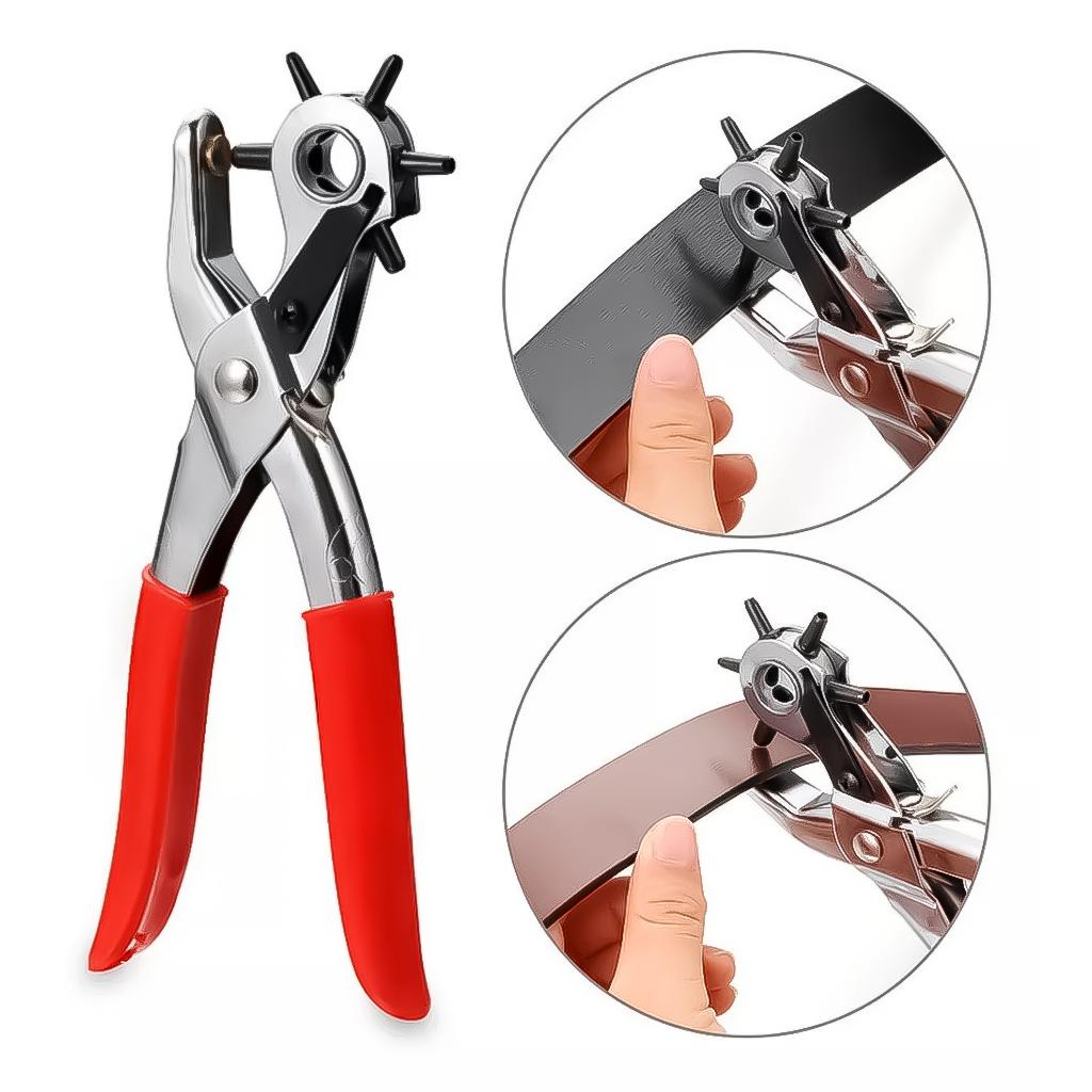 Alicate Vazador 9 Pol. Perfurador Furador Couro Eva Cinto Chinelo 6 Furos Profissional Costureira