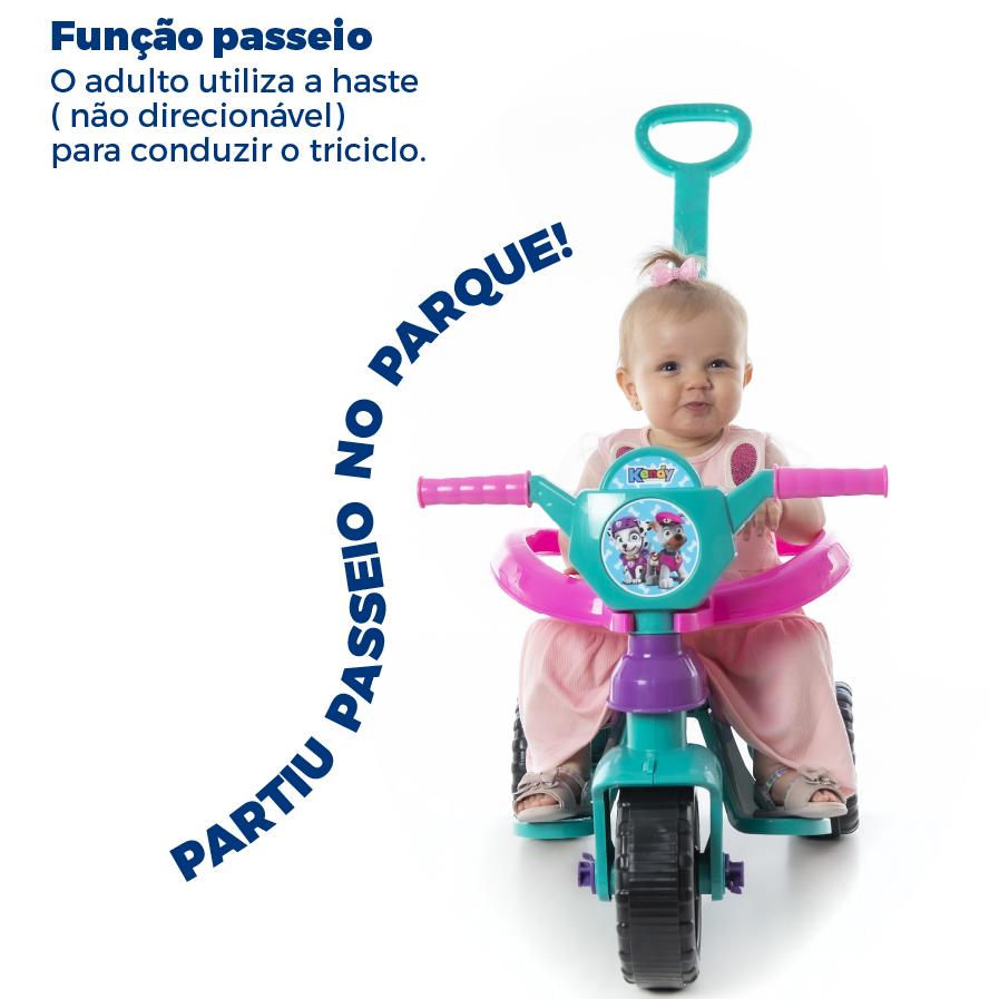 Triciclo Motoca Carrinho De Passeio Velotrol Menina - Inmetro - Pedal Proteção E Haste Queen Shop
