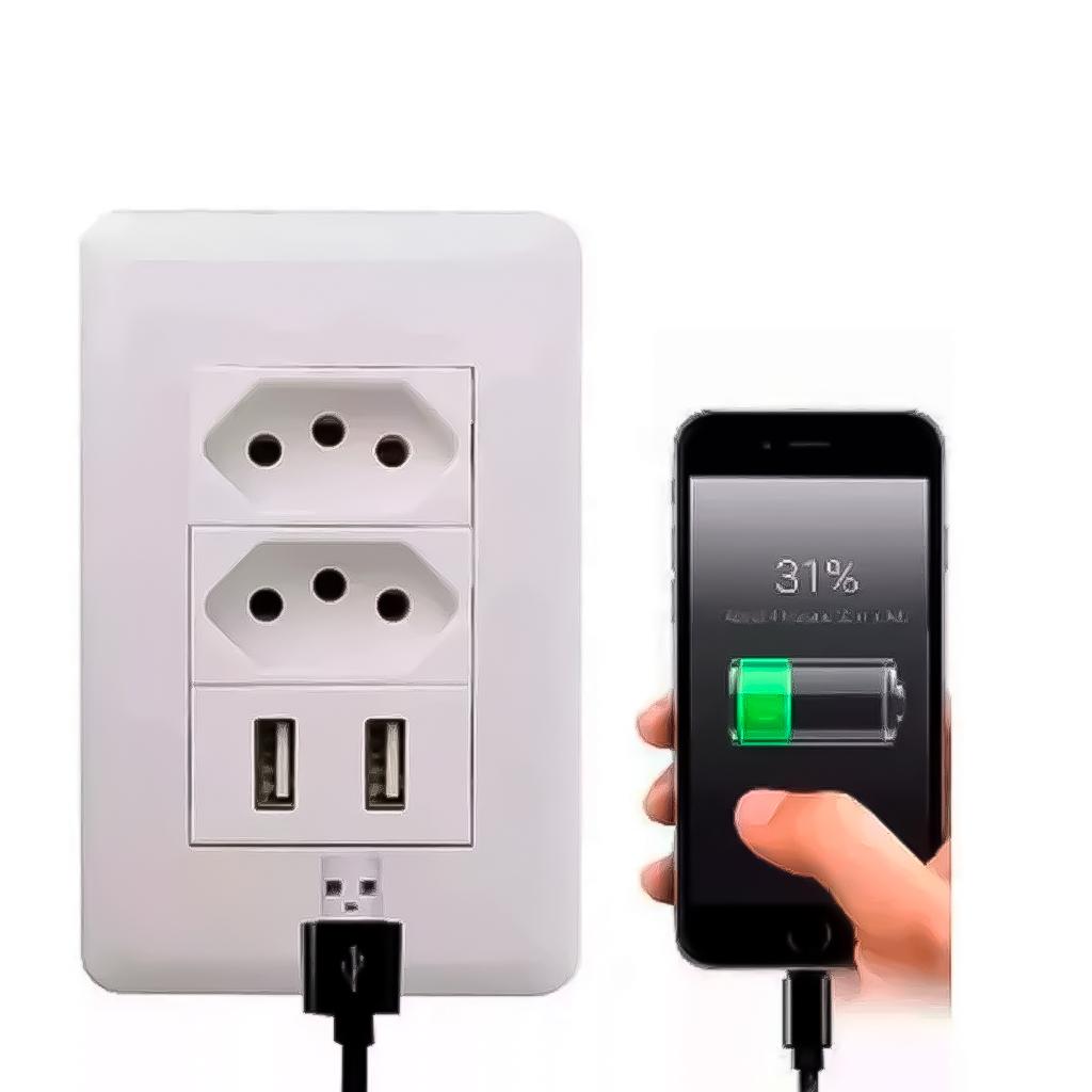 Tomada Universal 2 Entradas USB Carregar Celular Com Placa 10A 250W Profissional Moderno Casa