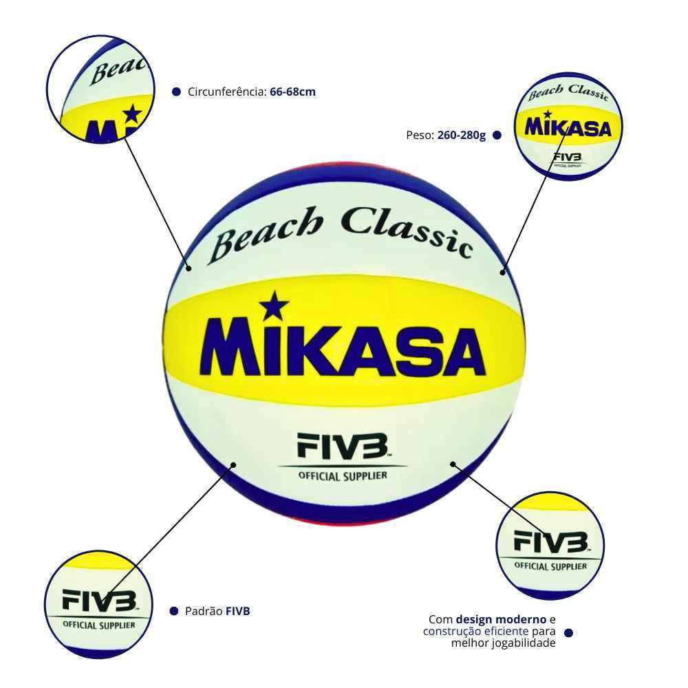Bola De Vôlei De Praia Mikasa Beach Classic Bvc + Bomba De Ar