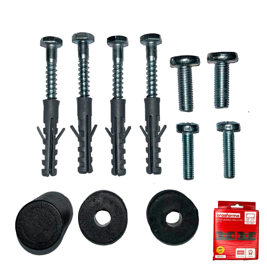 Kit 2 Suporte De TV 10 - 71pol. Fixo Universal Resistente Painel Parede Sala Kit Instalação Completo