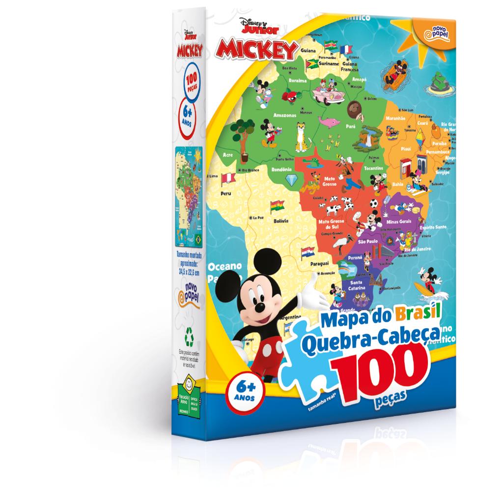Quebra Cabeça Disney S Mickey Mouse Mapa Do Brasil 100 Peças - Toyster