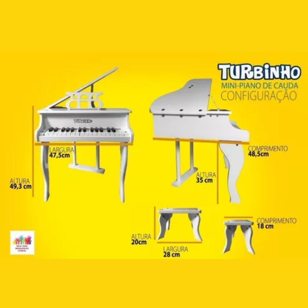 Piano De Cauda Infantil 30 Teclas Turbinho Profissional Madeira