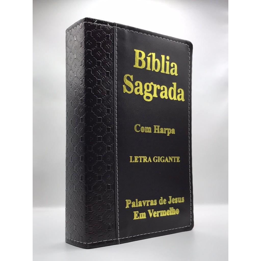 Bíblia Sagrada Tamanho Grande Com Harpa Palavras De Jesus Em Vermelho Faixa Marrom