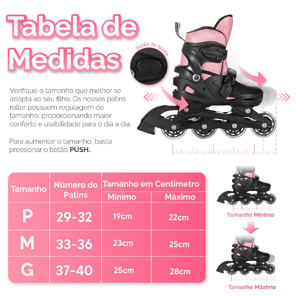 Patins Roller Infantil Ajustável Com Kit Proteção Completo
