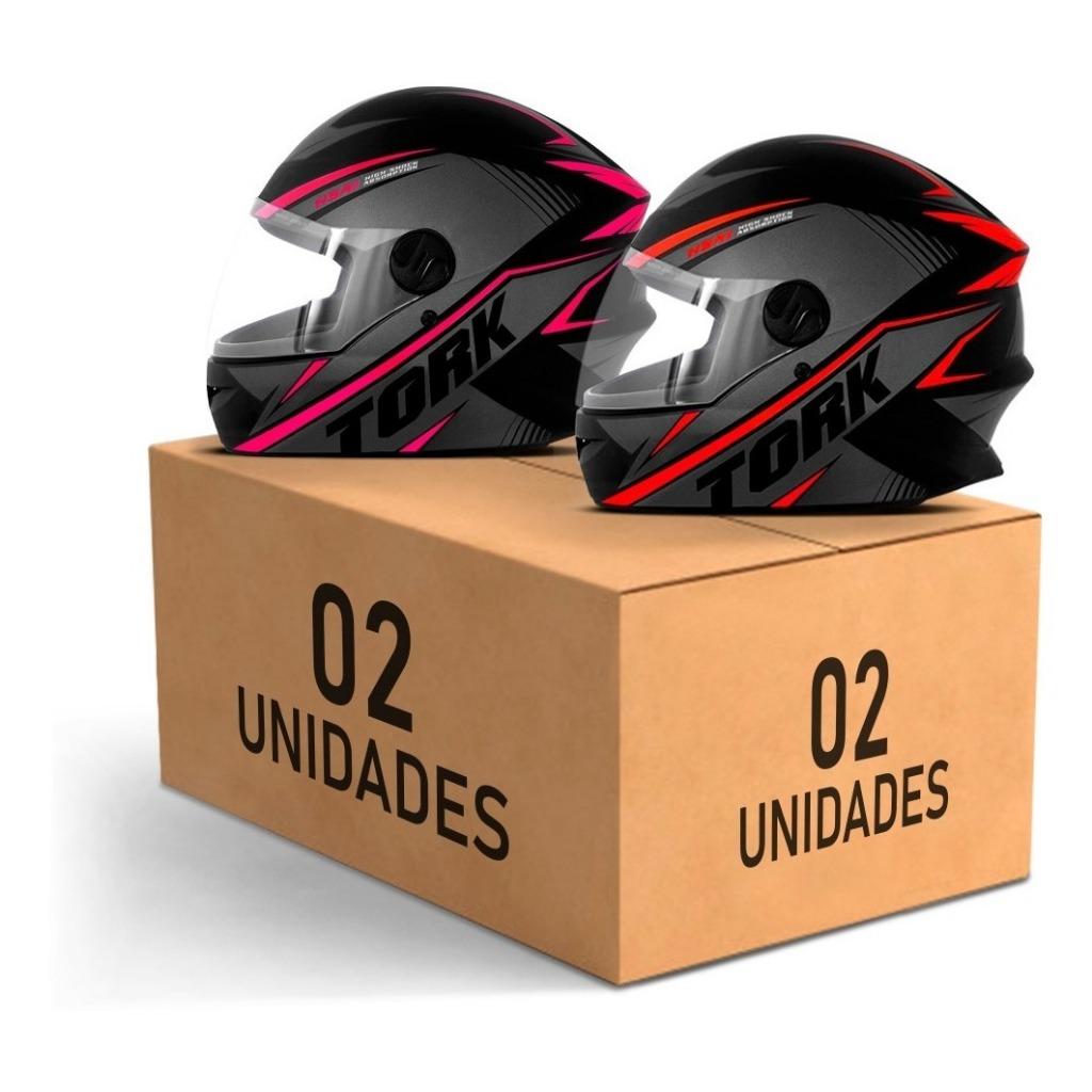 Kit 2 Capacete Masculino Feminino Fechado PRO Tork R8 Viseira Cristal Par Casal Homem Mulher Motos