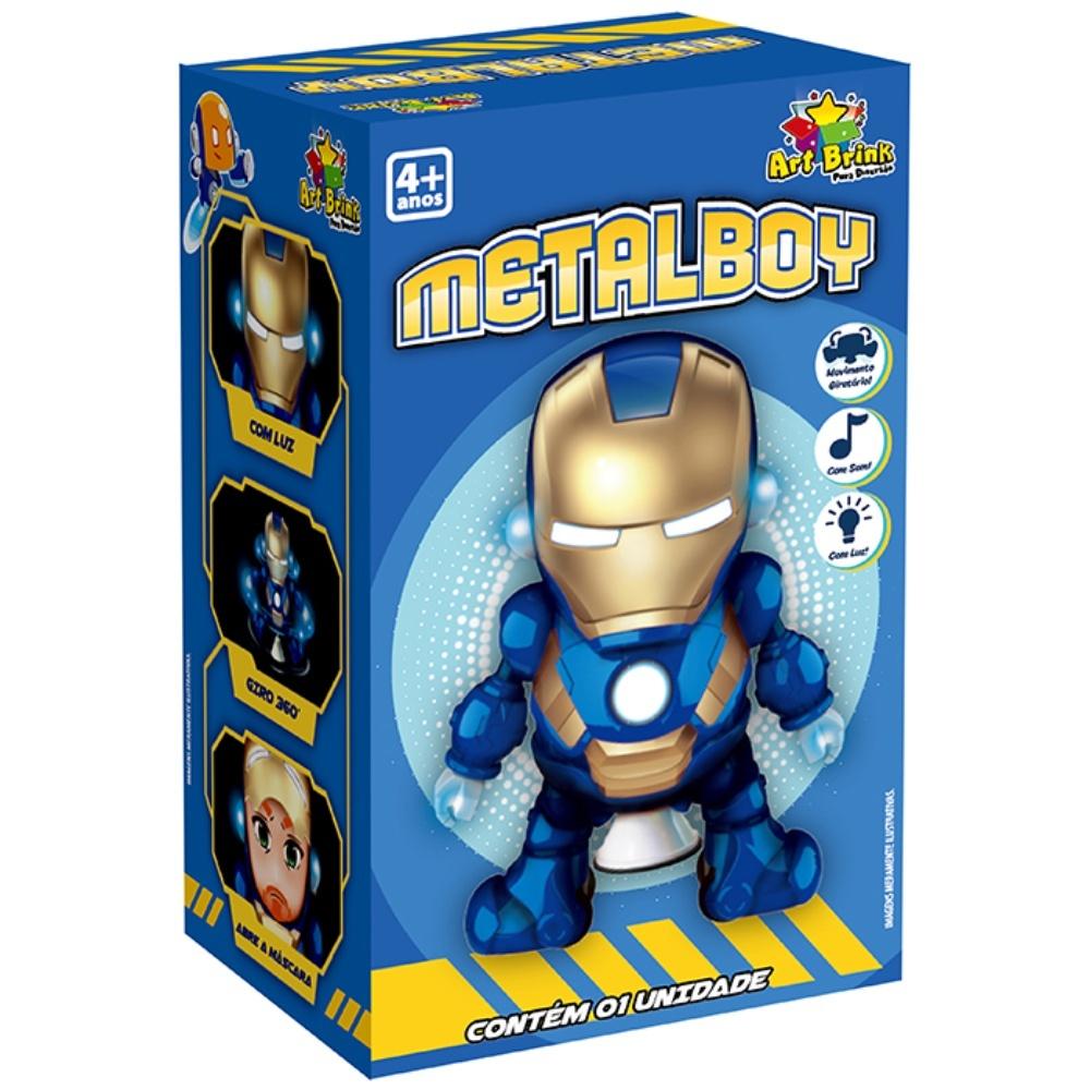 Robô Metal Boy Herói Dançarino Com Som E Luz Art Brink