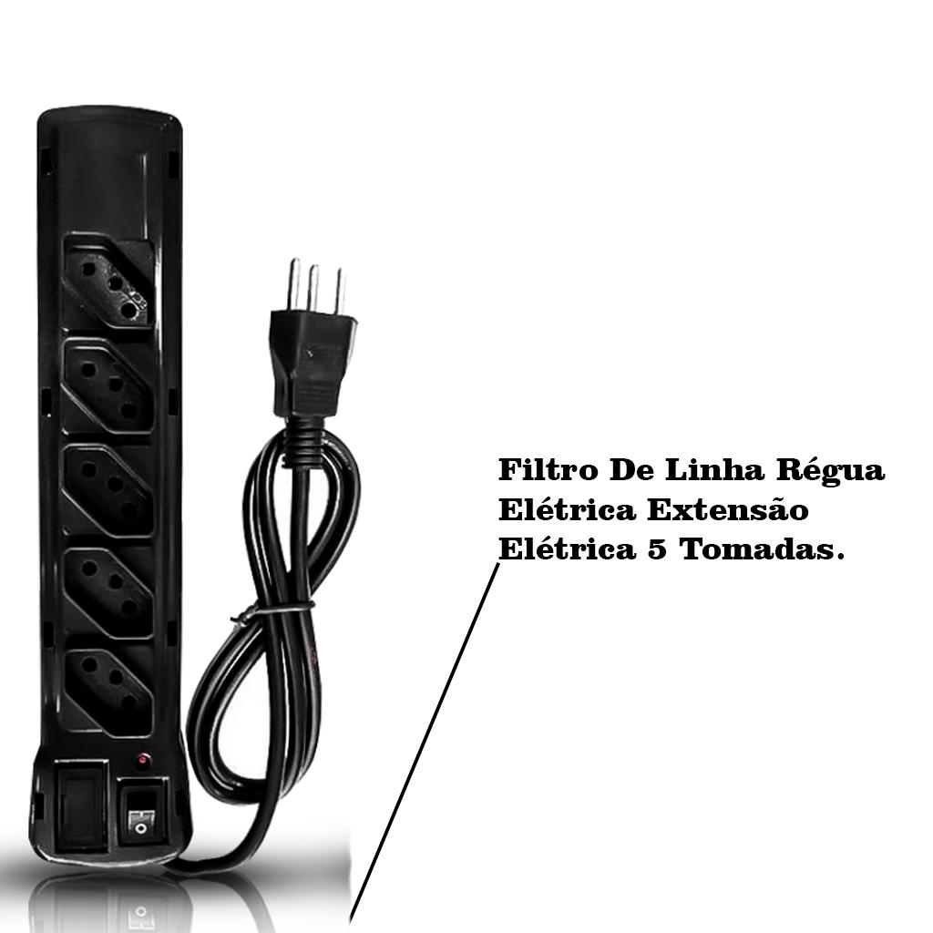 Filtro De Linha Régua Elétrica Extensão Várias Tomadas Ótima Qualidade Super Proteção Bivolt Fusível