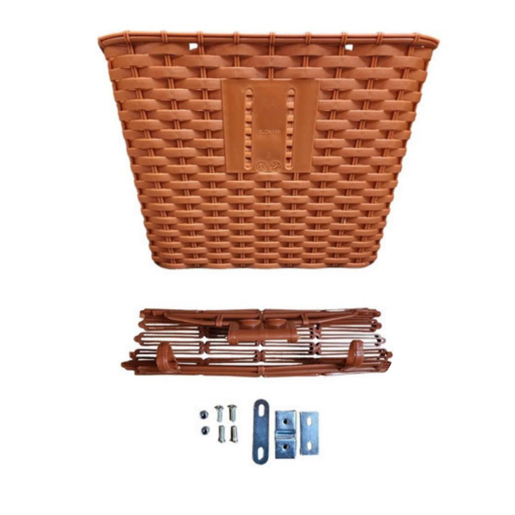 Cesta Cestinha Com Tampa De Plástico Para Bicicleta Bike Aro 24 E 26 Grande Marrom Resistente Reforçada