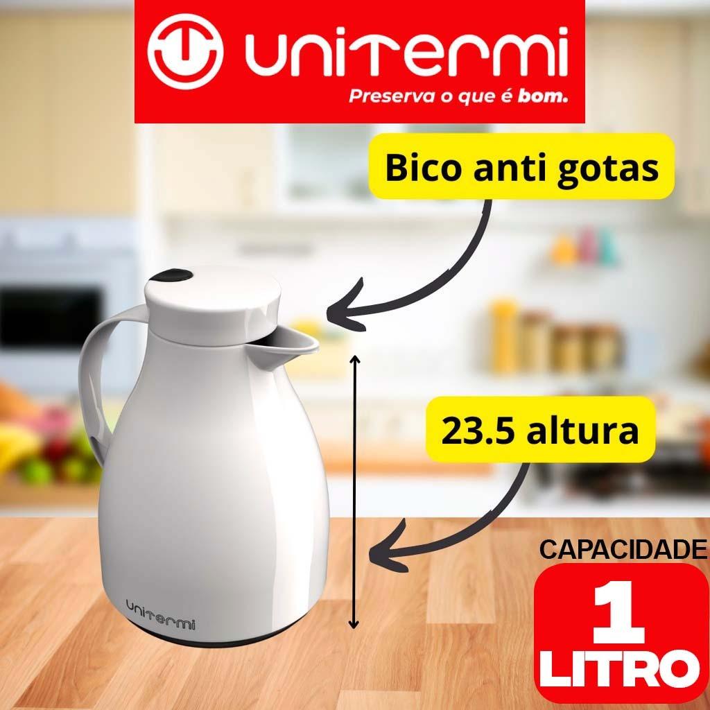 Garrafa Térmica Bule Unitermi Paris 1 Litro Cores C/Gatilho Para Café Chá Leite Chimarrão Garrafa De Mesa