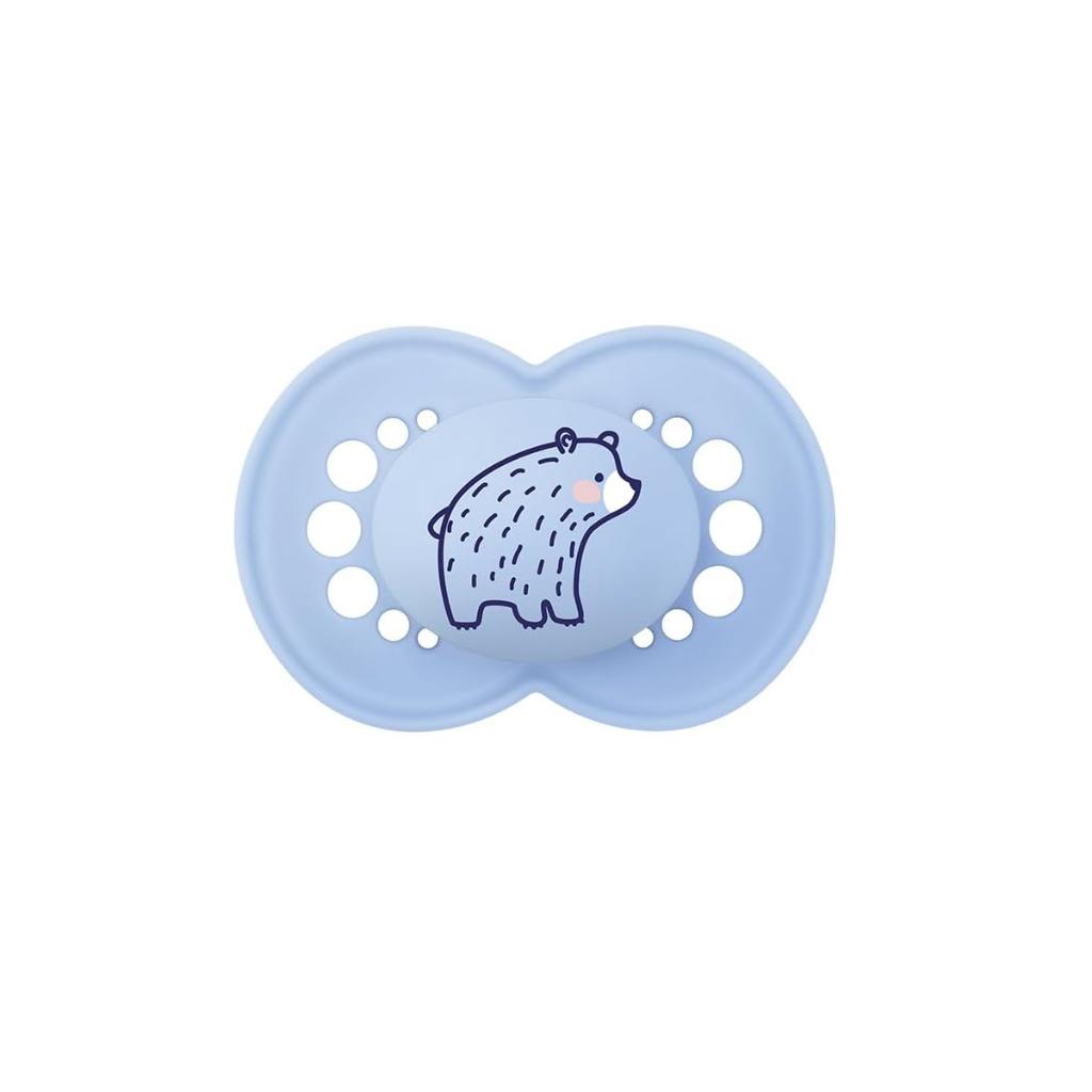 Kit 2 Chupetas Bico De Silicone Sayings 6m+ Azul - Mam