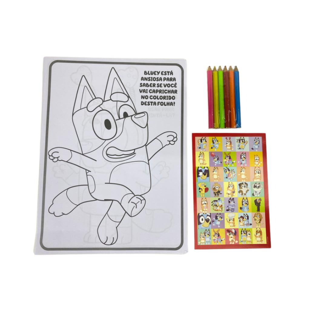 Bluey Colorindo Com Adesivos