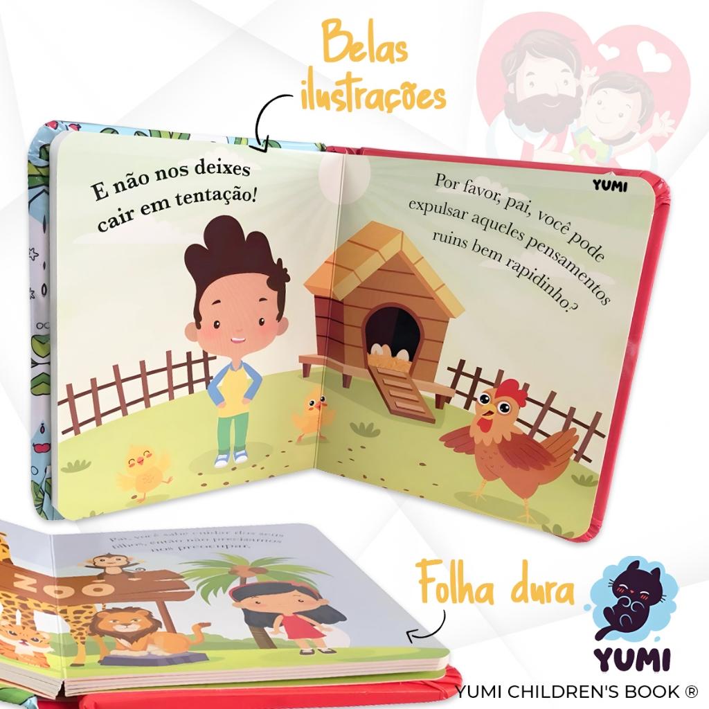 Kit Livro Infantil A Bíblia Da Criança + A Oração Do Pai Nosso- Histórias Da Bíblia Almofadado Folhas Duras Premium