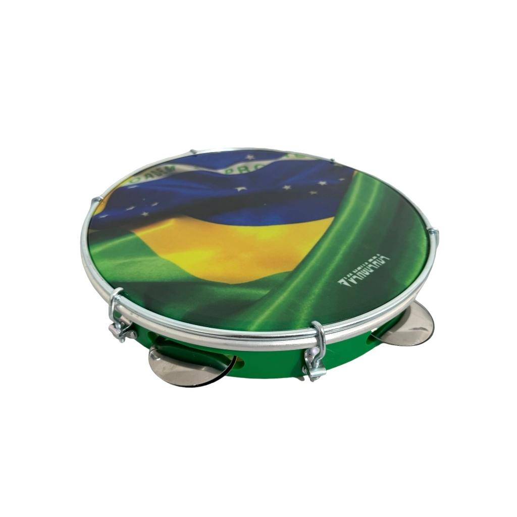 Pandeiro 10 Polegadas Profissional Vanguarda Pele Personalizada Bandeira Brasil
