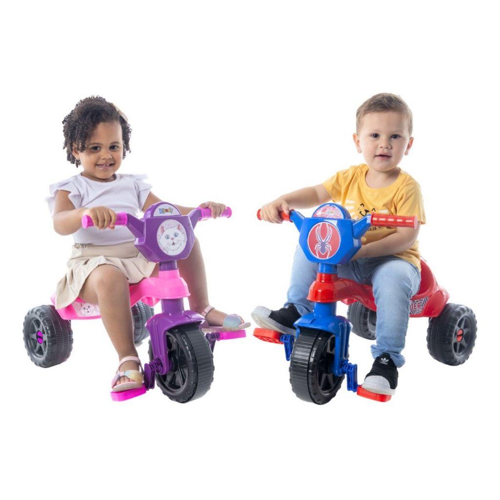 Motoca Vilotrol Triciclo Infantil Homem Aranha Kemotoca Kendy Menino Menina Bebe Empurrador Pedal Selo Do Inmtro