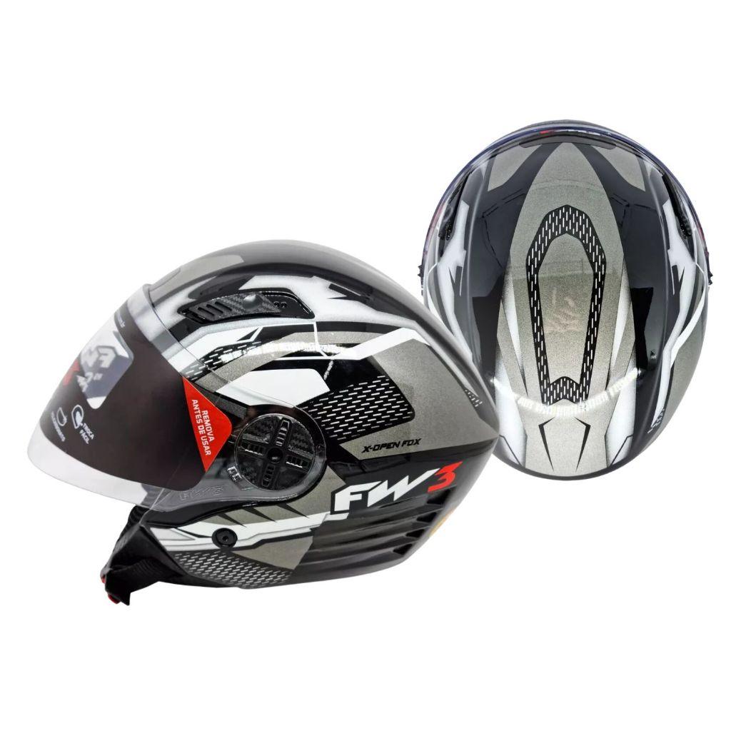 Capacete Aberto Fw3 X Open Up Fox Cores Oculos Viseira Moto