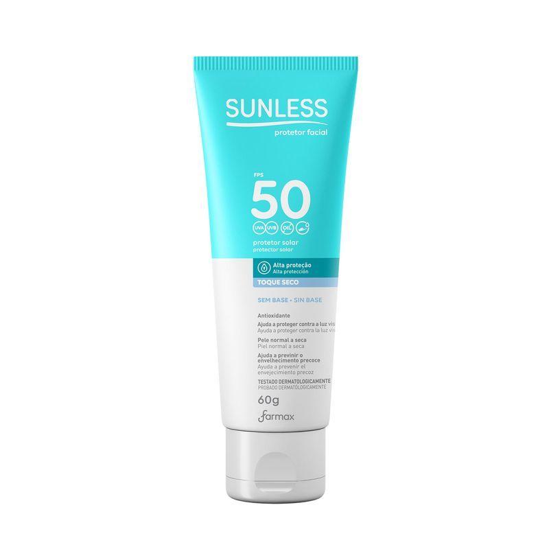 Protetor Solar Facial Sunless Sem Cor Fps50 60g - Farmax