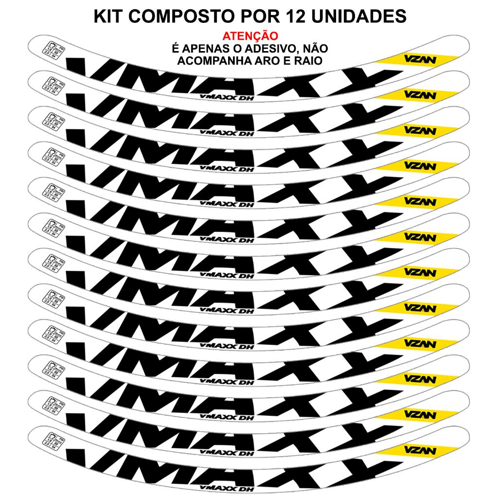 Kit 12 Adesivos Vmaxx Roda Bike Vzan 2023 Freio Vbrake Bicicleta Ciclismo Aro 24 26 29 Branco