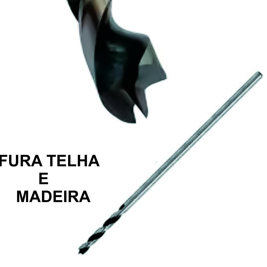 Jogo 3 Brocas Mourão Longa Fibrocimento Com Guia Para Furar Madeira Telha Várias Medidas A Escolha
