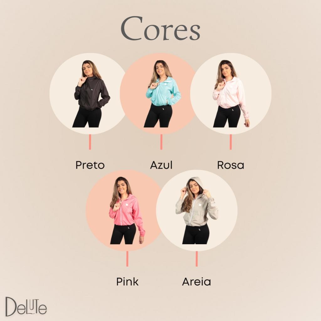 Jaqueta Feminina Delute Adulto Corta Vento Sem Forro Esportiva ULTRA Leve Resistente À Água Lisa
