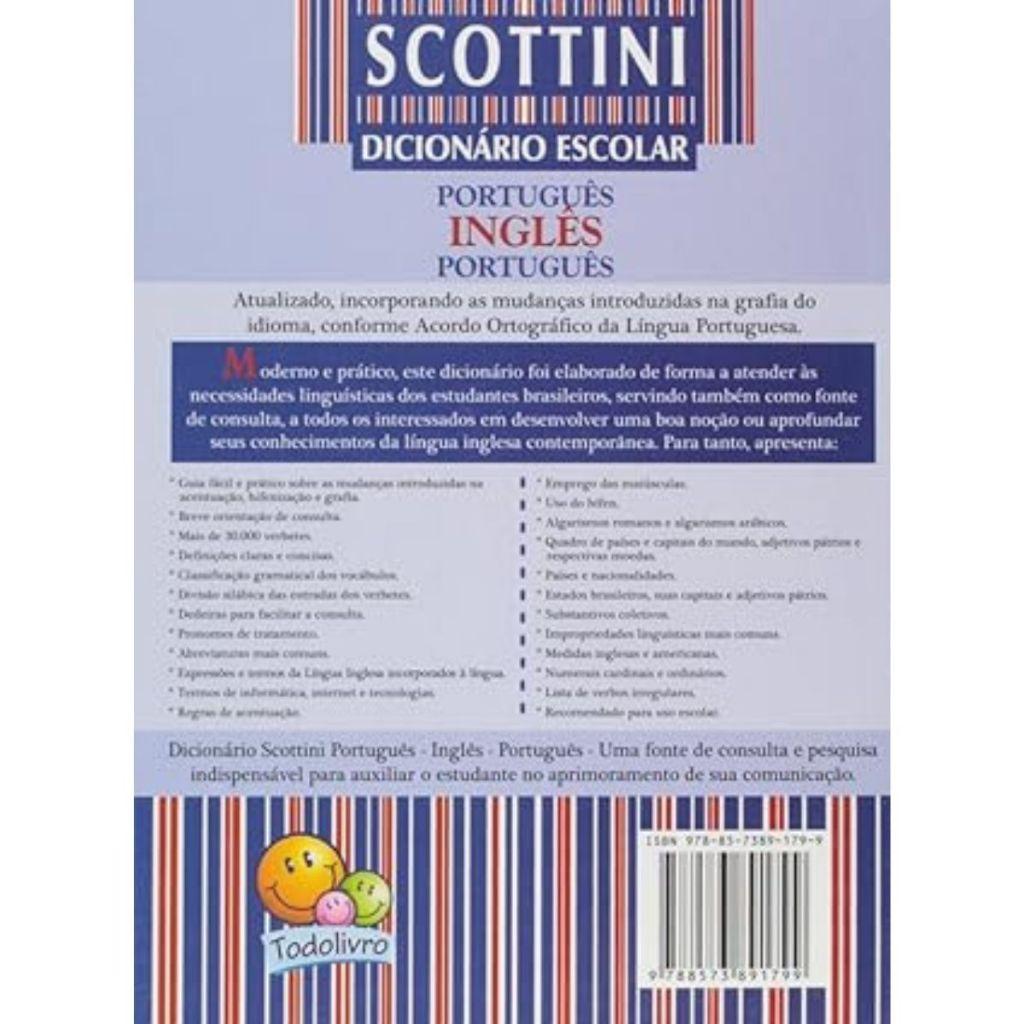 Mini Dicionário Escolar Inglês 352 Paginas Scottini