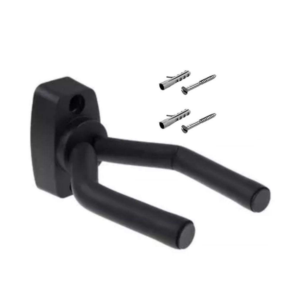 Suporte Parede Emborrachado Instrumentos Violão Ukulele + 3 Palhetas+ Capotraste Preto Vl