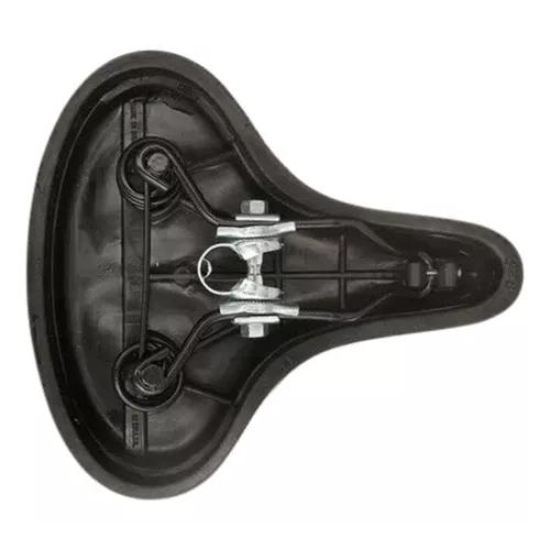 Selim Banco Barra Circular Preto Bike Monark Largo 2 Molas Bicicleta