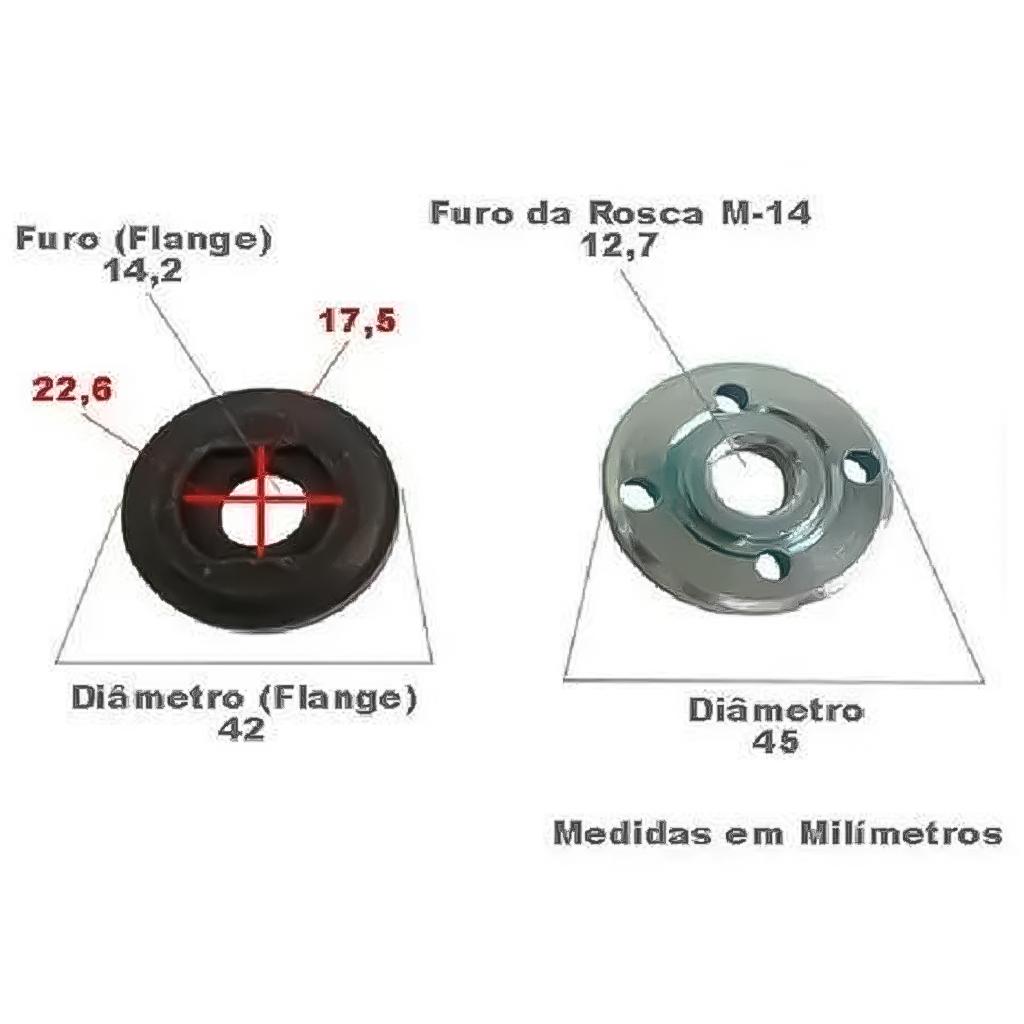 Jogo Flange Porca Para Esmerilhadeira Bosch Dewalt Skil Stanley Black Decker