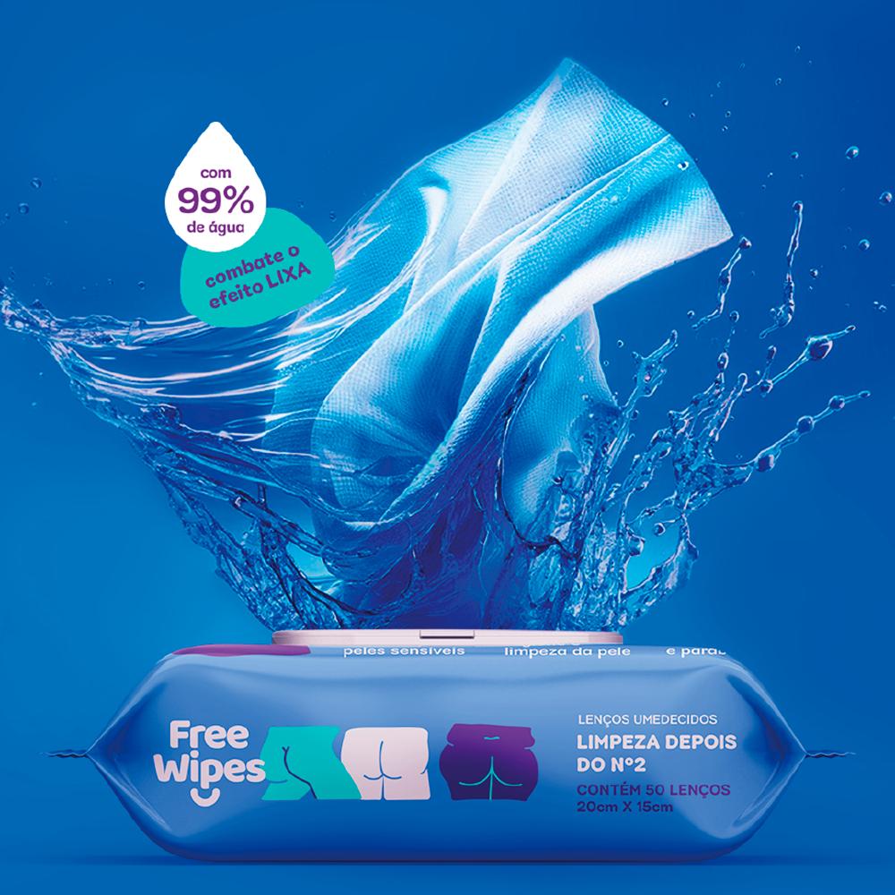 Lenço Umedecido Free Wipes Higiene Nº 2 Limpeza Profunda E Suave (50 Un.)
