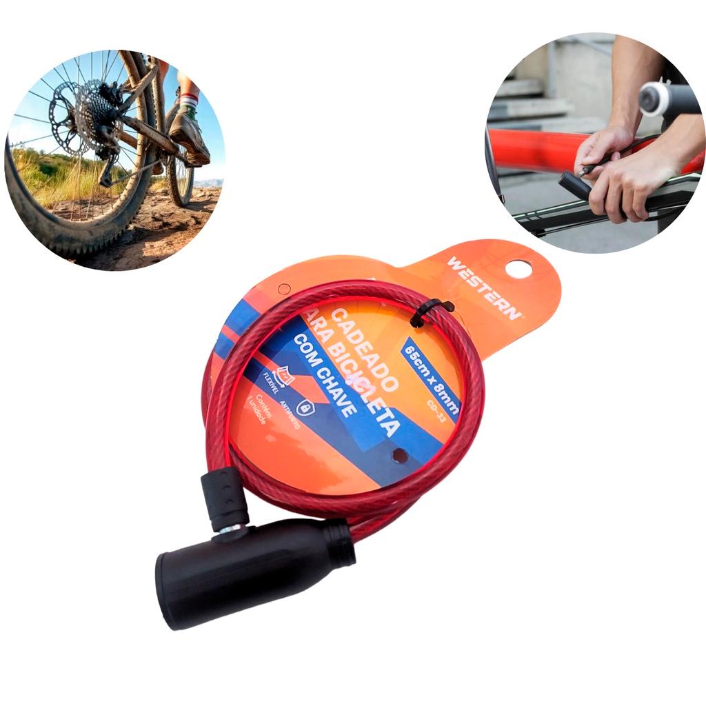 Cadeado Para Travar Bicicleta Bike 65cm Total Segurança Prático Externo Alta Qualidade Anti Furto
