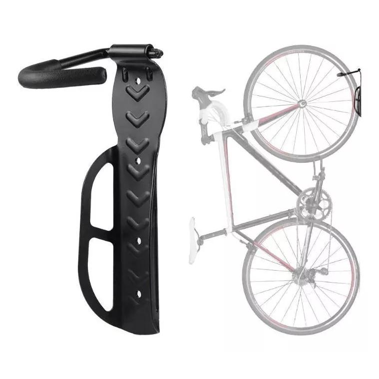 Kit Com 2 Suportes Parede Vertical Gancho Pendurar P/Bicicleta PRO Cor Preto 2 Unidades