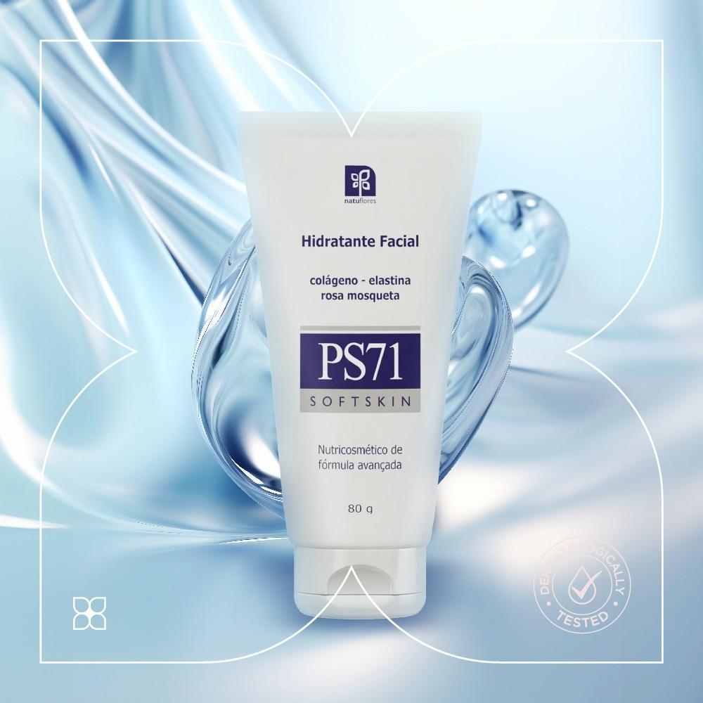 PS71 Hidratante Facial Com Rosa Mosqueta 80g Com Colágeno E Elastina Natuflores