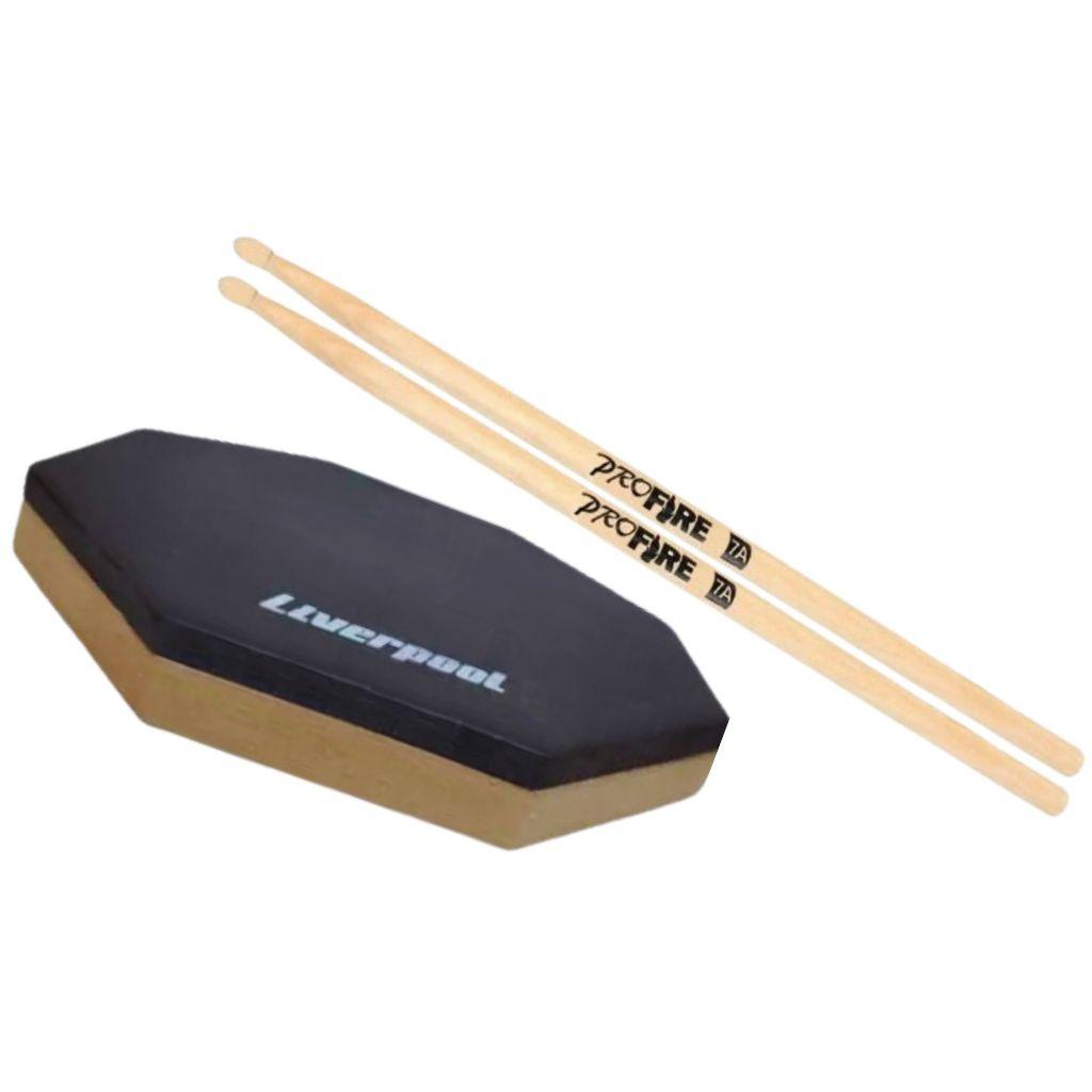 Pad Estudo Bateria Praticável Liverpool 15cm+ Par Baquetas Ni